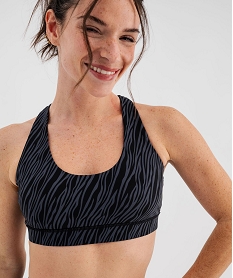 GEMO Brassière de sport à bretelles croisées et maintien modéré femme Gris