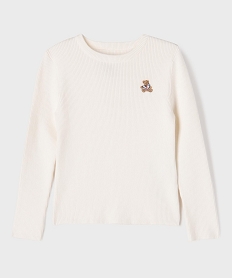 GEMO Pull en maille côtelée fille - LuluCastagnette blanc standard