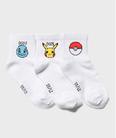 GEMO Chaussettes tige basse imprimée garçon - Pokémon (lot de 3 paires) Blanc