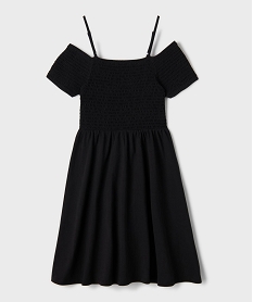 GEMO Robe courte à fines bretelles et buste smocké fille noir standard