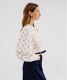 GEMO Blouse ample en voile de coton imprimé femme Bleu