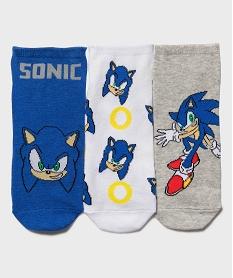 GEMO Chaussettes ultra courtes imprimées garçon - Sonic (lot de 3 paires) bleu standard