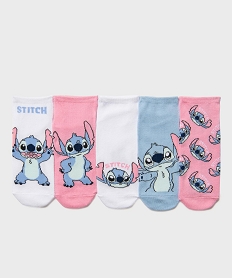 GEMO Chaussettes tige ultra courtes imprimées fille - Stitch (lot de 5 paires) Bleu