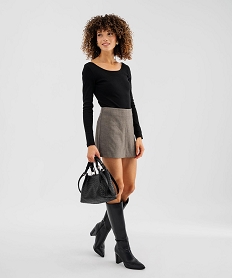GEMO Jupe short avec fente sur l’avant femme marron chine