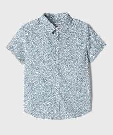 GEMO Chemise manches courtes en coton fleurie garçon Bleu