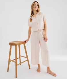GEMO Haut de pyjama façon chemisier femme Rose