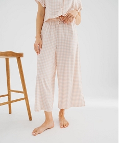 GEMO Bas de pyjama en viscose fluide imprimée femme Rose