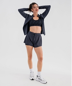 GEMO Sweat de sport zippé à col montant femme Bleu