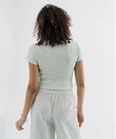 haut de pyjama en maille cotelee femme vert hauts de pyjamaL146201_3