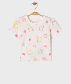 GEMO Tee-shirt manches courtes à motifs girly bébé fille Blanc