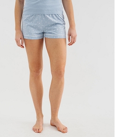 GEMO Bas de pyjama short à motifs coeurs femme Bleu