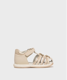 GEMO Sandales à scratch pailletées semelle intérieure cuir bébé fille Rose