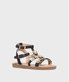 sandales spartiates en cuir suede et fleurs dorees fille - lovely wings bleuL164801_2