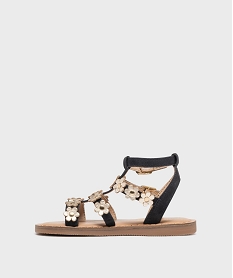 sandales spartiates en cuir suede et fleurs dorees fille - lovely wings bleuL164801_3