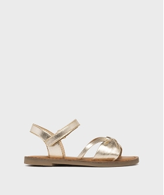 GEMO Sandales en cuir brillant avec lanière nouée fille - Lovely Wings dore