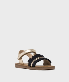 sandales en cuir brillant avec large bride fantaisie fille - lovely wings doreL165201_2
