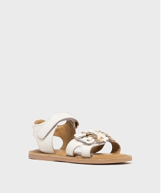sandales en cuir avec fleurs en relief cloutees fille- lovely wings blanc standardL165601_2