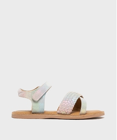 GEMO Sandales en cuir à brides croisées irisées et scratch ajustable fille - Lovely Wings Bleu