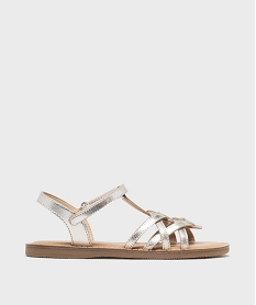 GEMO Sandales en cuir avec bride à scratch fille - Lovely Wings argente