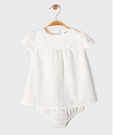GEMO Ensemble robe de cérémonie brodée et culotte bloomer bébé fille blanc standard