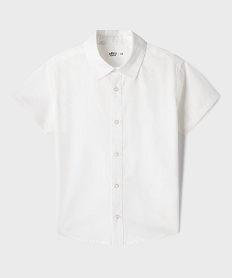GEMO Chemise à manches courtes en tissu fin et uni garçon blanc standard