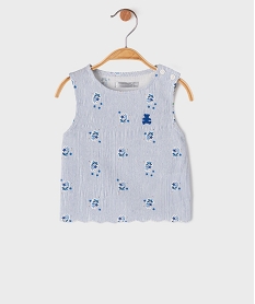 GEMO Blouse sans manches à rayures et motifs fleuris bébé fille - LuluCastagnette Bleu