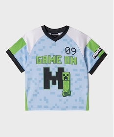 GEMO Tee-shirt de sport manches courtes imprimé garçon - Minecraft Bleu