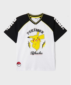 GEMO Tee-shirt manches courtes esprit sportif à motif Pikachu garçon - Pokemon blanc vif