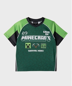 GEMO Tee-shirt de sport manches courtes imprimé garçon - Minecraft Vert
