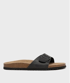 GEMO Sandales mules à large bride et semelle intérieure cuir homme noir standard