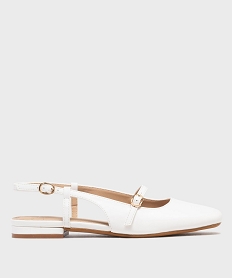GEMO Ballerines vernies slingback à bout carré et brides femme - Follow Me blanc standard