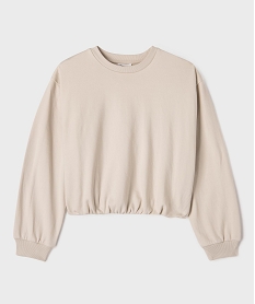 GEMO Sweat court avec bas élastiqué fille beige standard