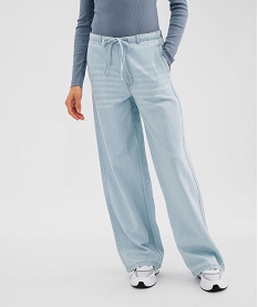 GEMO Jean wide leg taille haute élastiquée femme Bleu