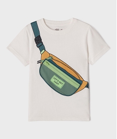 GEMO Tee-shirt manches courtes à motif et poche zippée garçon blanc standard