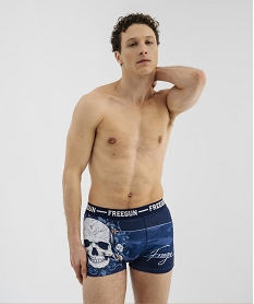 GEMO Boxer en microfibre motif tête de mort homme - Freegun Bleu