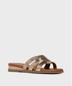 mules a talon compense et brides entrelacees femme - lulucastagnette doreL210701_2