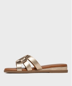 mules a talon compense et brides entrelacees femme - lulucastagnette doreL210701_3