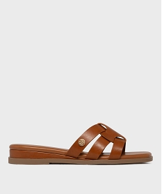 mules a talon compense et brides entrelacees femme - lulucastagnette brunL210901_2
