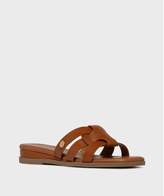 mules a talon compense et brides entrelacees femme - lulucastagnette brunL210901_3