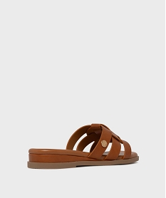 mules a talon compense et brides entrelacees femme - lulucastagnette brunL210901_4