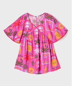 GEMO Robe de plage légère et fluide imprimée fille Rose