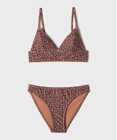 GEMO Maillot de bain 2 pièces à motif léopard fille Brun