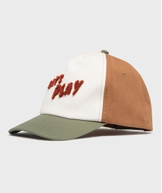 GEMO Casquette tricolore avec inscription en maille bouclette garçon vert standard