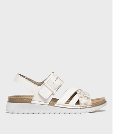 GEMO Sandales à brides avec touches pailletées femme - Emilia Rosa blanc standard
