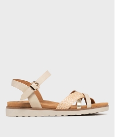 GEMO Sandales à talon compensée et brides croisées femme - Valentina Baldano beige standard