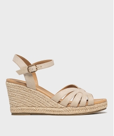 GEMO Sandales compensées en toile femme - Valentina Baldano beige standard