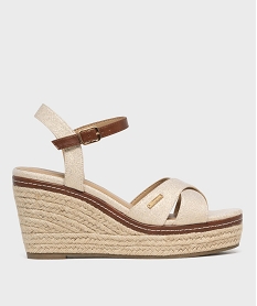 GEMO Sandales compensées en toile pailletée femme - LuluCastagnette Beige