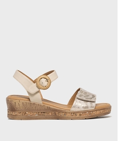 GEMO Sandales scintillantes à talon compensé femme - Emilia Rosa Beige