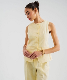 GEMO Veste sans manches en lin et viscose femme Jaune