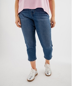 GEMO Pantacourt en jean stretch coupe slim taille normale femme grande taille bleu standard